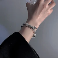 new fashion silver ice crack bead splicing bracelet inlaid beaded cross bracelet for women party jewelry