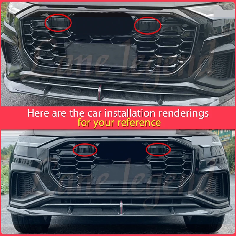 Фото Аксессуары для тюнинга: Вентиляционная сетка передней решетки для Audi Q8 2018-2023, решетка RSQ8, полностью черная, сотовая структура. №3