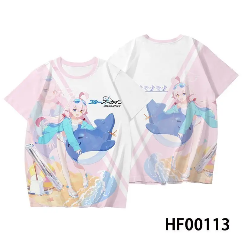 2024 Summer New Simple Fashion Anime Blue Archive Takanasi Hosino Round Neck Short Sleeve T-Shirt Casual Daily Tops