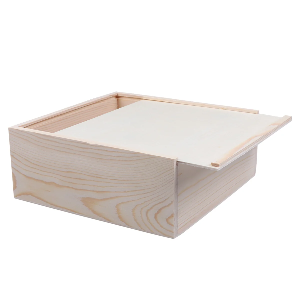 

Box Wooden Wood Gift Case Boxes Jewelry Unfinished Crafts Packaging Square Storage Craft Memory Lid Keepsake Hinged Crates