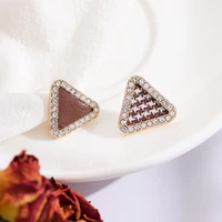 triangle rhinestone stud earrings asymmetric cotton geometric ladies korean fashion stud earrings exquisite simple girl jewelry