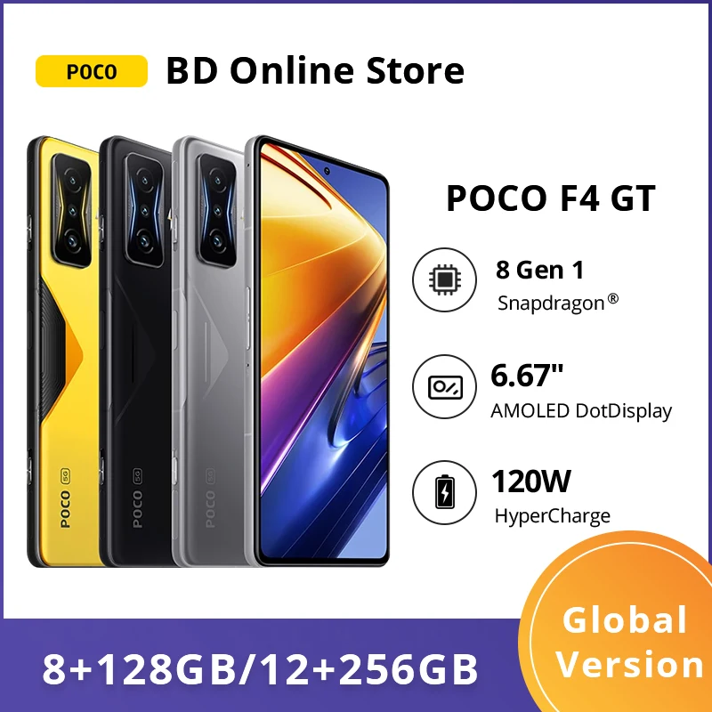 

POCO F4 GT 5G Smartphone Snapdragon 8 Gen 1 Octa Core 120Hz AMOLED DotDisplay 120W Hyper Charge 64MP Triple Camera