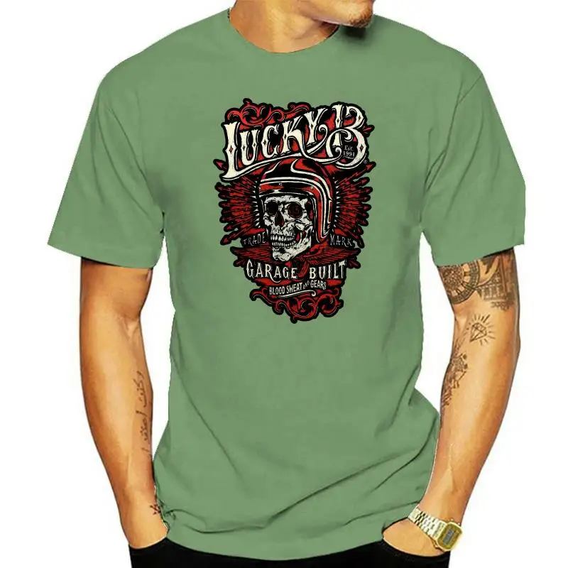 

Authentic LUCKY 13 Skull Built Blood Sweat and Gears T-Shirt S-3XL NEW Unisex Fashion T Shirts top tee