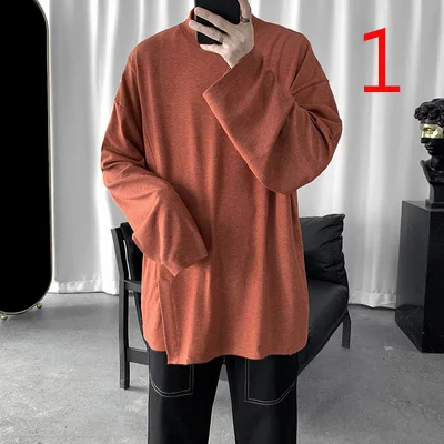 

2022 New Korean Slim Men's Long Sleeve T-Shirt Cotton Round Neck Tide