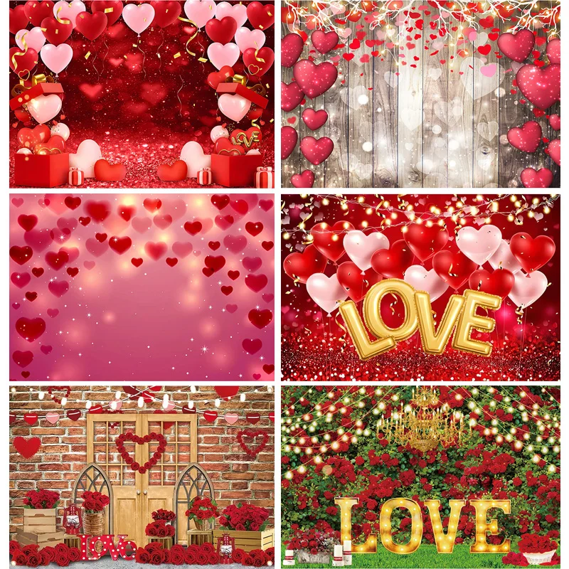 

ZHISUXI Vinyl Valentine's Day Photography Backdrops Wooden Board Flower Backgrounds Birthday Decor Photo Backdrop QMH-02