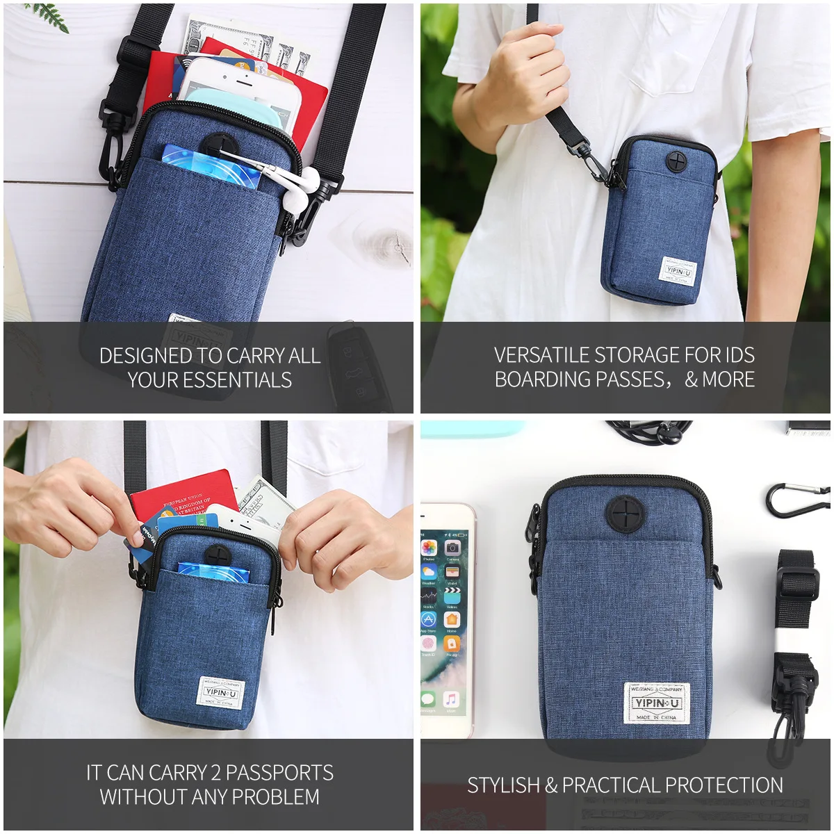 Small Waterproof Shoulder Bags Mobile Phone Passport Storage Messenger Pouch Run Shopping Ride Headphone Crossbody Card Holder