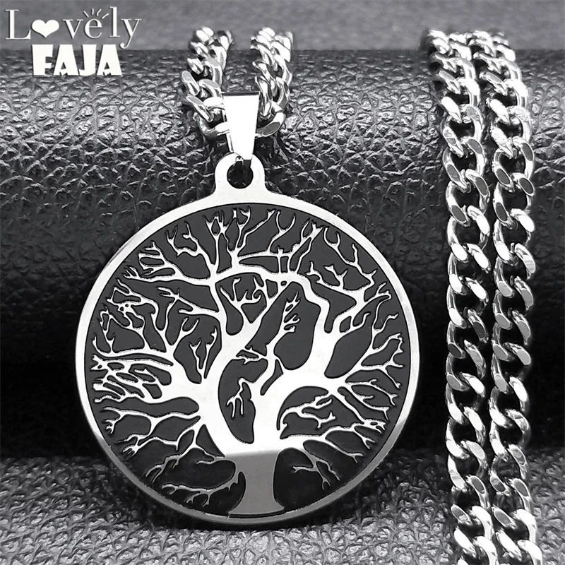 

Classic Tree of Life Pendant Women Neckalce Men Stainless Steel Yggdrasil Round Hip Hop Chain Necklaces Jewelry Gift N7917S03