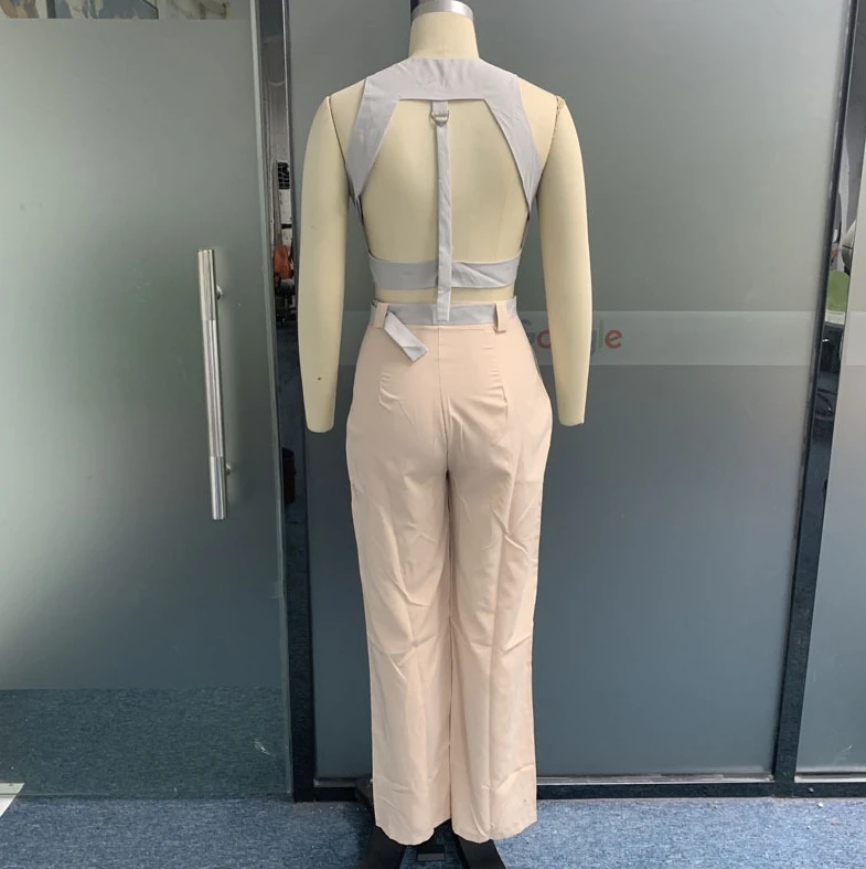 Женский базовый универсальный брючный костюм однотонный модный пикантный