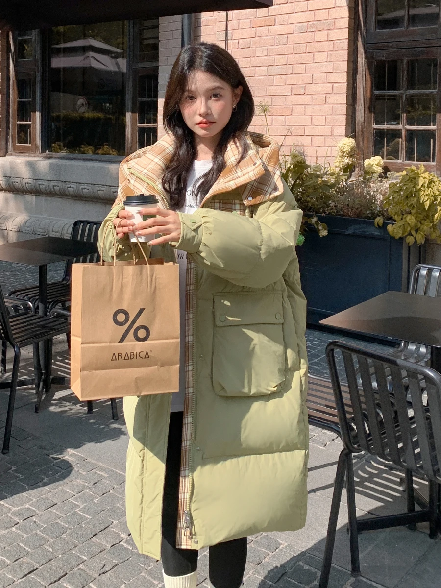 Женский пуховик больших размеров новинка зимы 2024 модный корейский средней длины