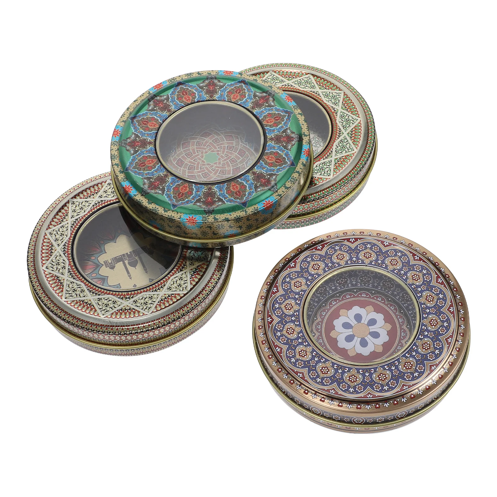 

4 Pcs Food Bakery Boxes Containers Lids Metal Jars Tin Cans Lids Saffron Tin Box Storage Jar Candy Canister Saffron Wrapping Box