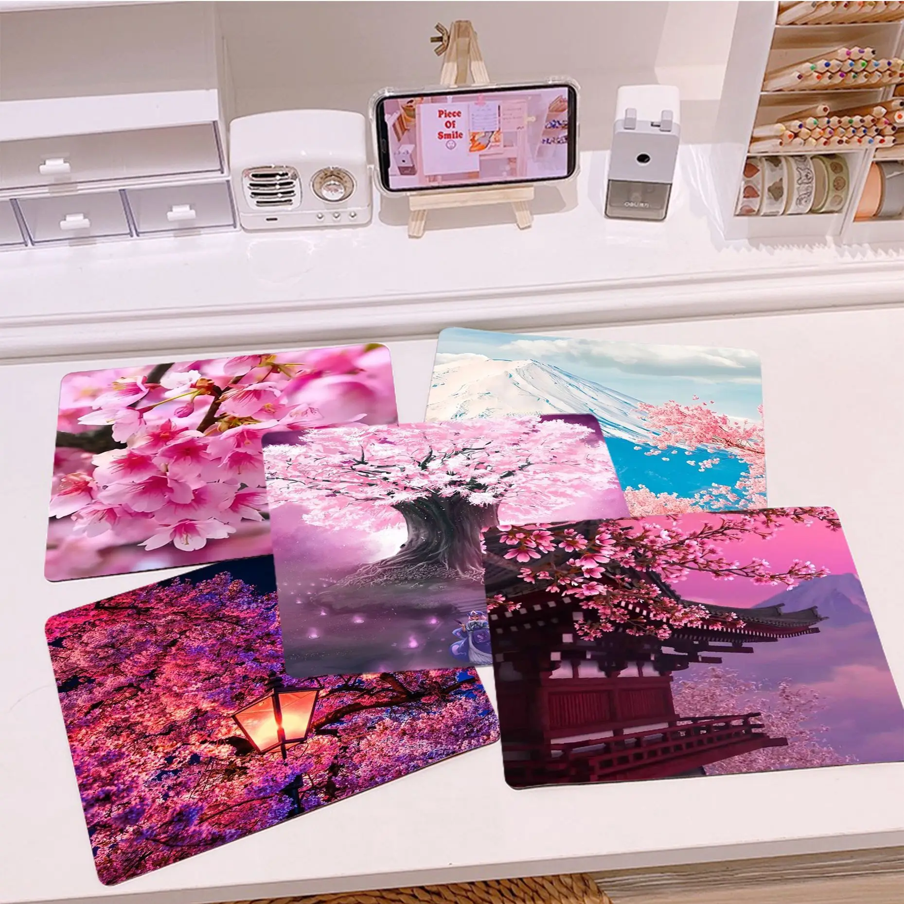 

Cherry Blossom Flower Custom Skin Table Mat Student Mousepad Computer Keyboard Pad Games Pad Desk Mat For PC Desk Pad