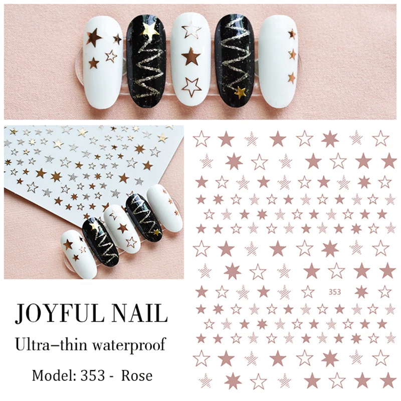 

Aurora Hot Stamping Star Letter Stickers Nail Art Decals Laser Flash Silver Love Bears Flames 3D Nail Stickers Nail Accessories