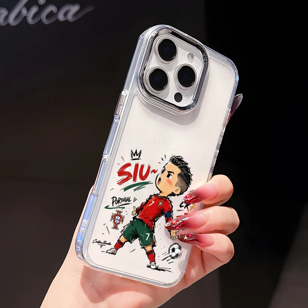 Фото Чехол для телефона с изображением Неймара и Роналду для Samsung Galaxy A57 A56 A55 A54 A52 A37 A36 A26 A17 A16 A07 A06 4G 5G, прозрачный, премиум-класса. №5