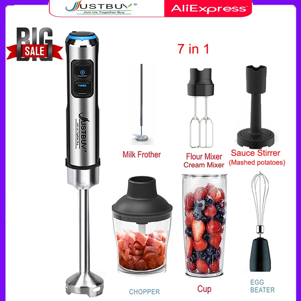 

8/7/6/4in1 1500W Electric Stick Hand Blender Mixer Immersion Egg Whisk Juicer Meat Grinder Food Processor