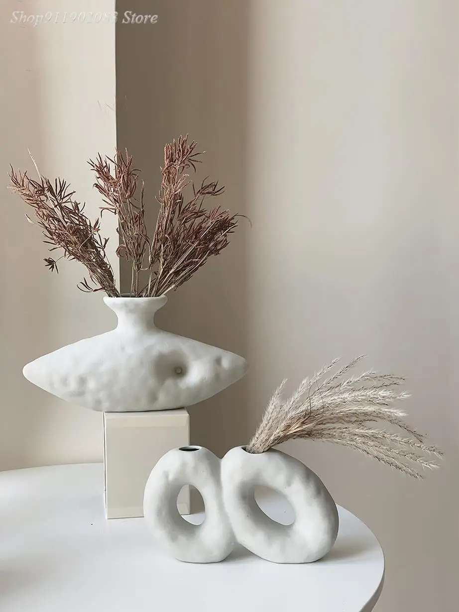 

Ceramic Art Vase Irregular Bump Handmade Flower Vase Openwork Abstract Flower Arrangement Modern Home Decoration Accessories