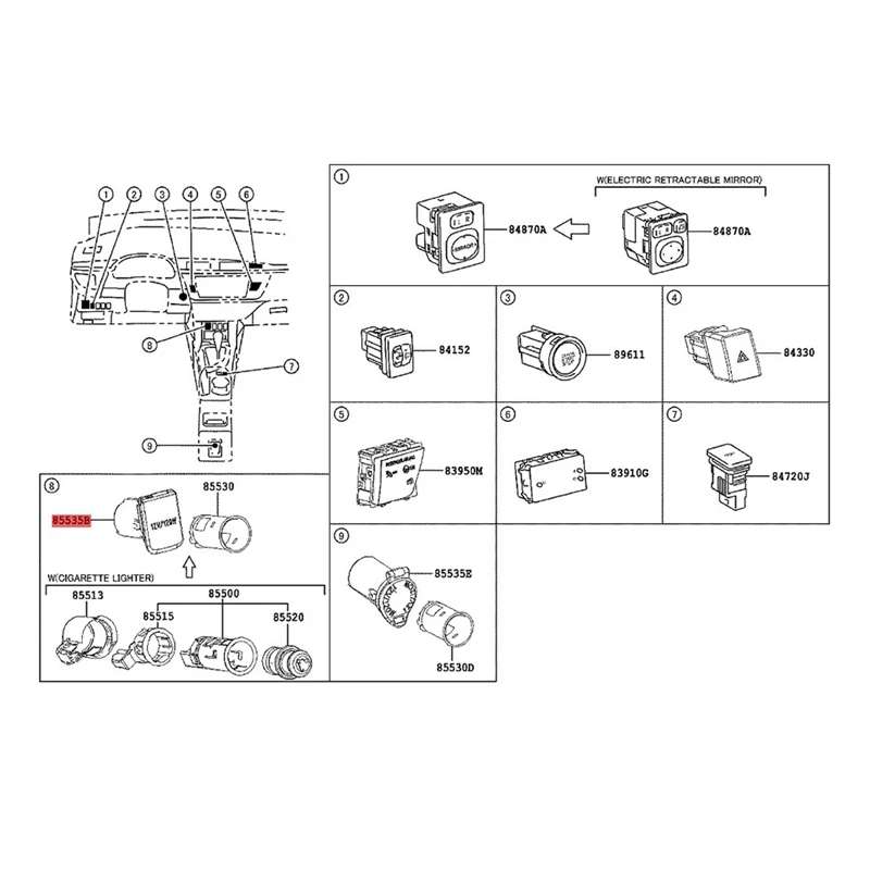 1 пара автомобильных розетки 85535-33060 85535-50020 для Toyota Lexus 4RUNNER Corolla Prado Alphard крышка