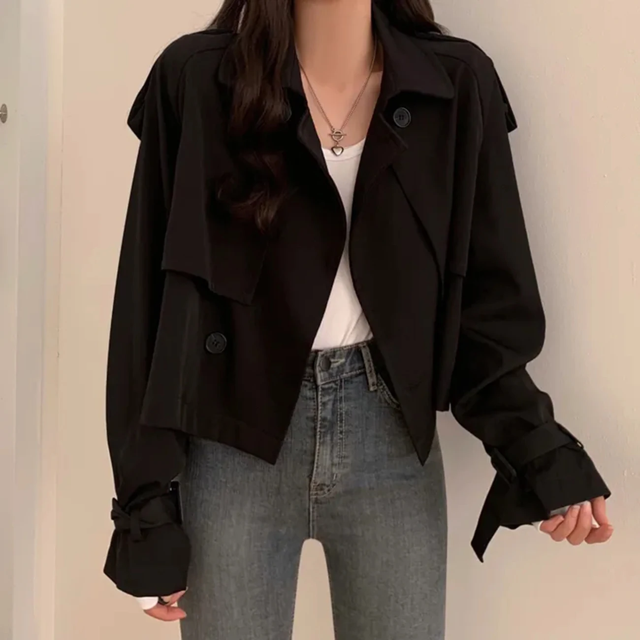 Тренчкот женский двубортный в английском стиле модный короткий элегантный