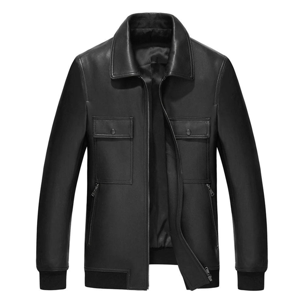 

GOURS Winter Genuine Leather Jacket Men Fashion Black Real Sheepskin Aviation Bomber Jackets Coats Indian Motorcycle GSJF1917