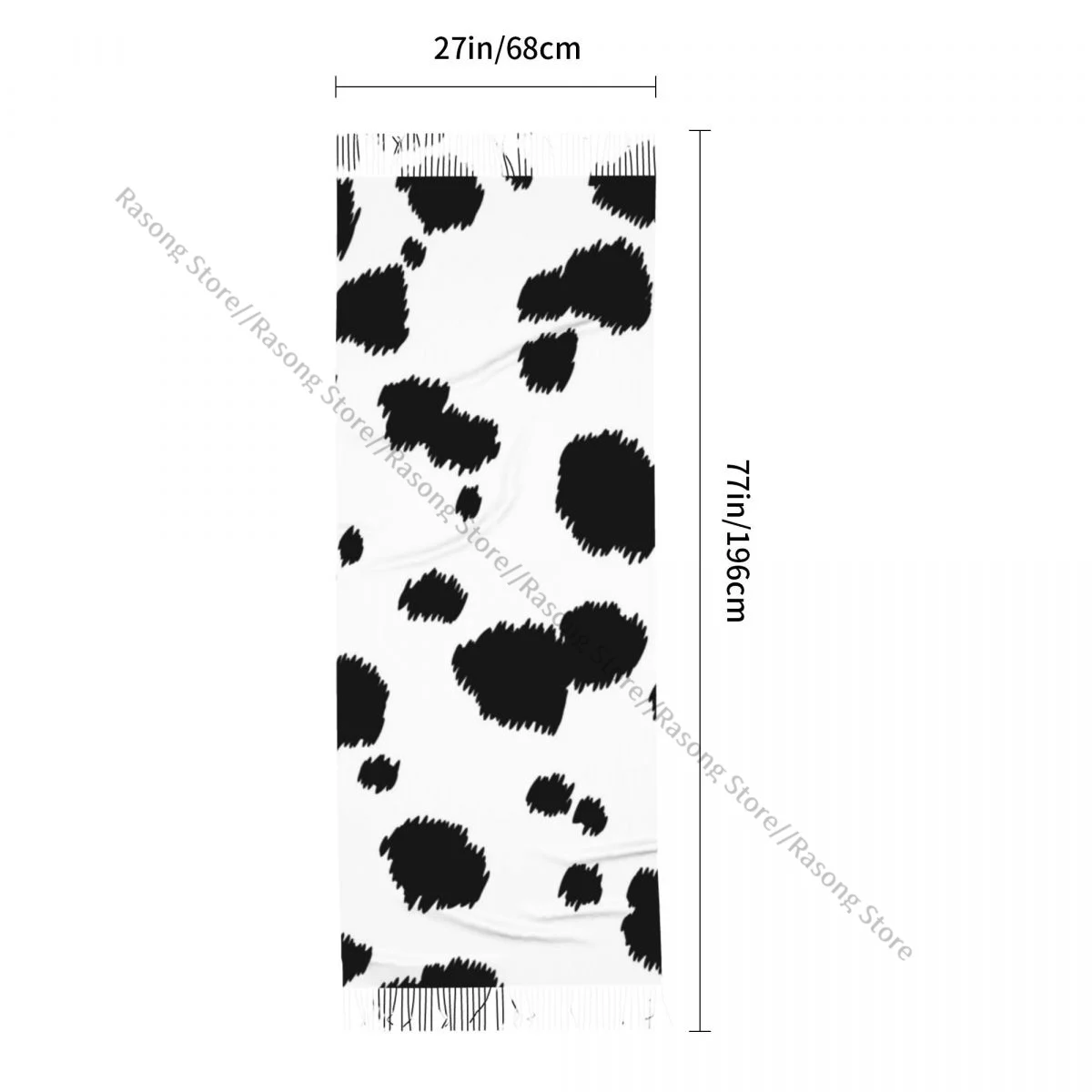 Шарф с кисточками большой размер 196*68 см зимняя теплая шаль из пашмины накидка