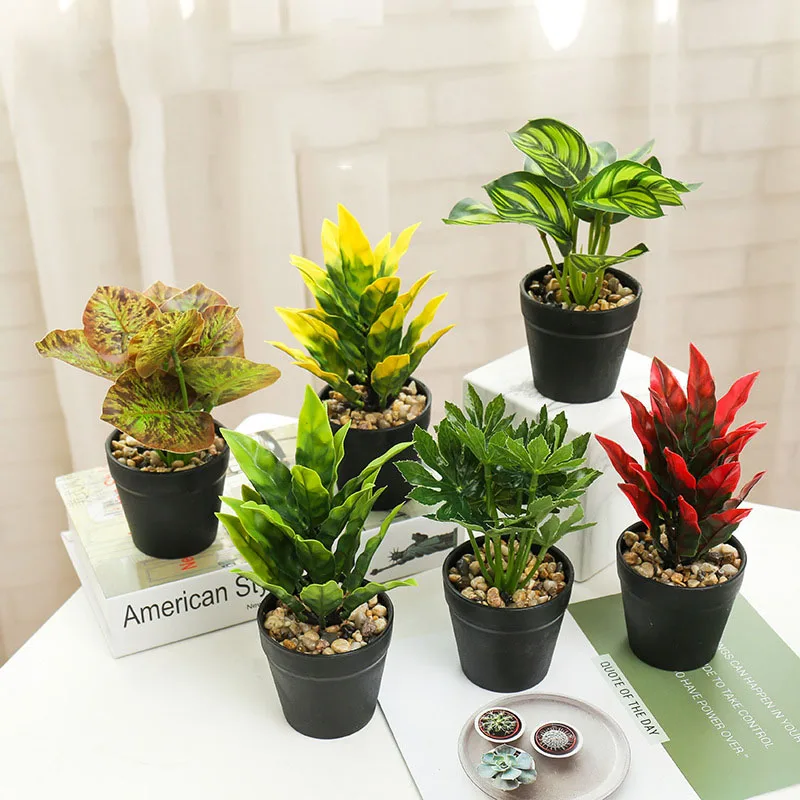 

Имитация зеленых растений в горшках пластиковые водные растения внутреннее украшение Искусственные суккуленты маленькие украшения имита...