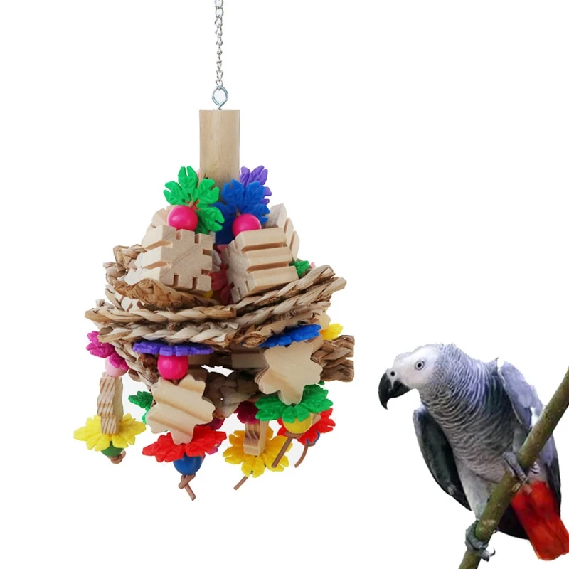 

G6DA жевательная игрушка для птиц, клетка для попугаев, игрушки для укусов, деревянные блоки, бусины, кукуруза, шелухи, игрушки для попугаев малого и среднего размера, птицы