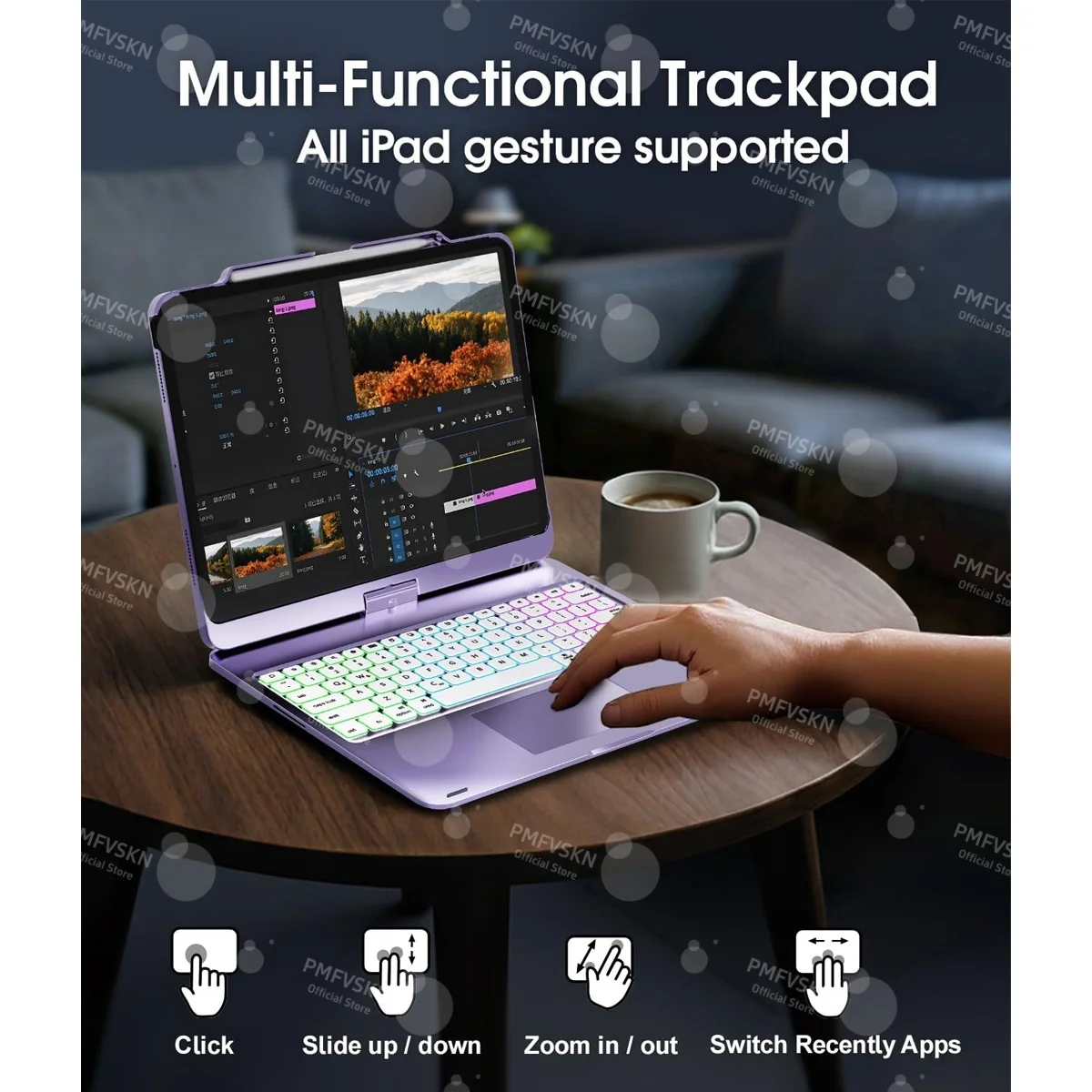 Фото Новый 360 °   Вращающийся чехол-клавиатура Magic Keyboard для iPad Air 13 дюймов M4 2026, M3, M2 Pro 13, M5, M4, чехол для планшета iPad Pro 12.9 2018-2022 №5