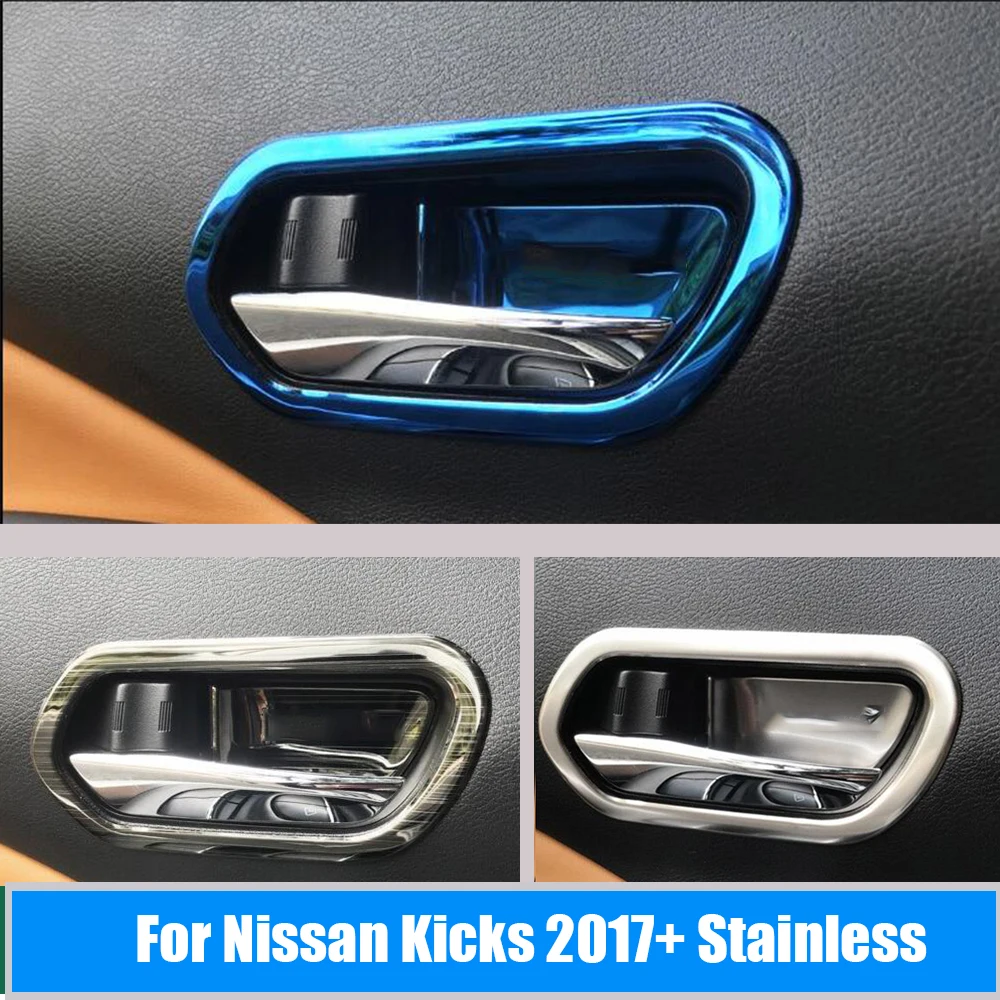 

Stainless steel LHD Car inner door Bowl protector frame Decoration Cover Trim Car-Styling For Nissan Kicks 2017-2021 Accessories