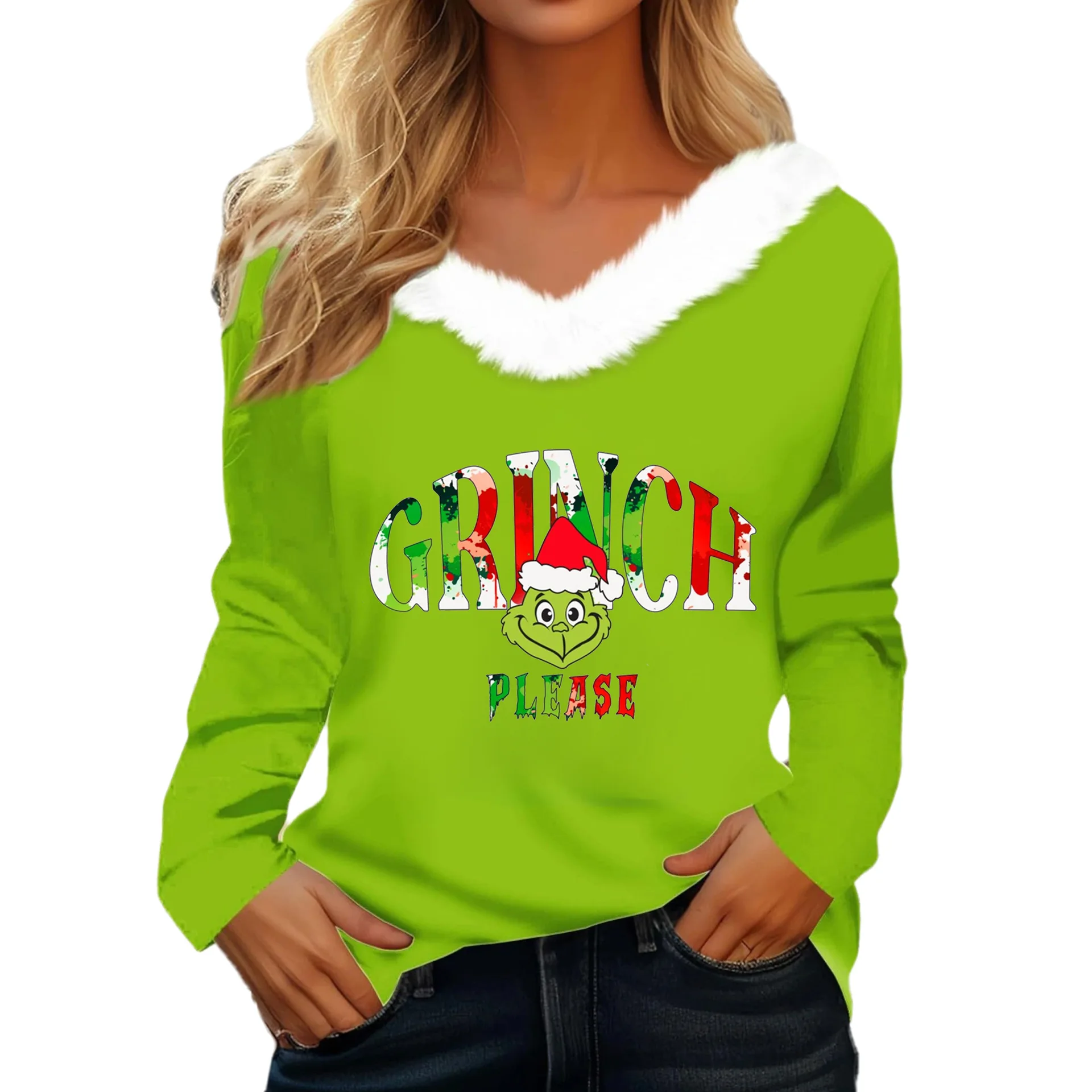 Женская футболка Рождественская рубашка с длинным рукавом для вечеринки