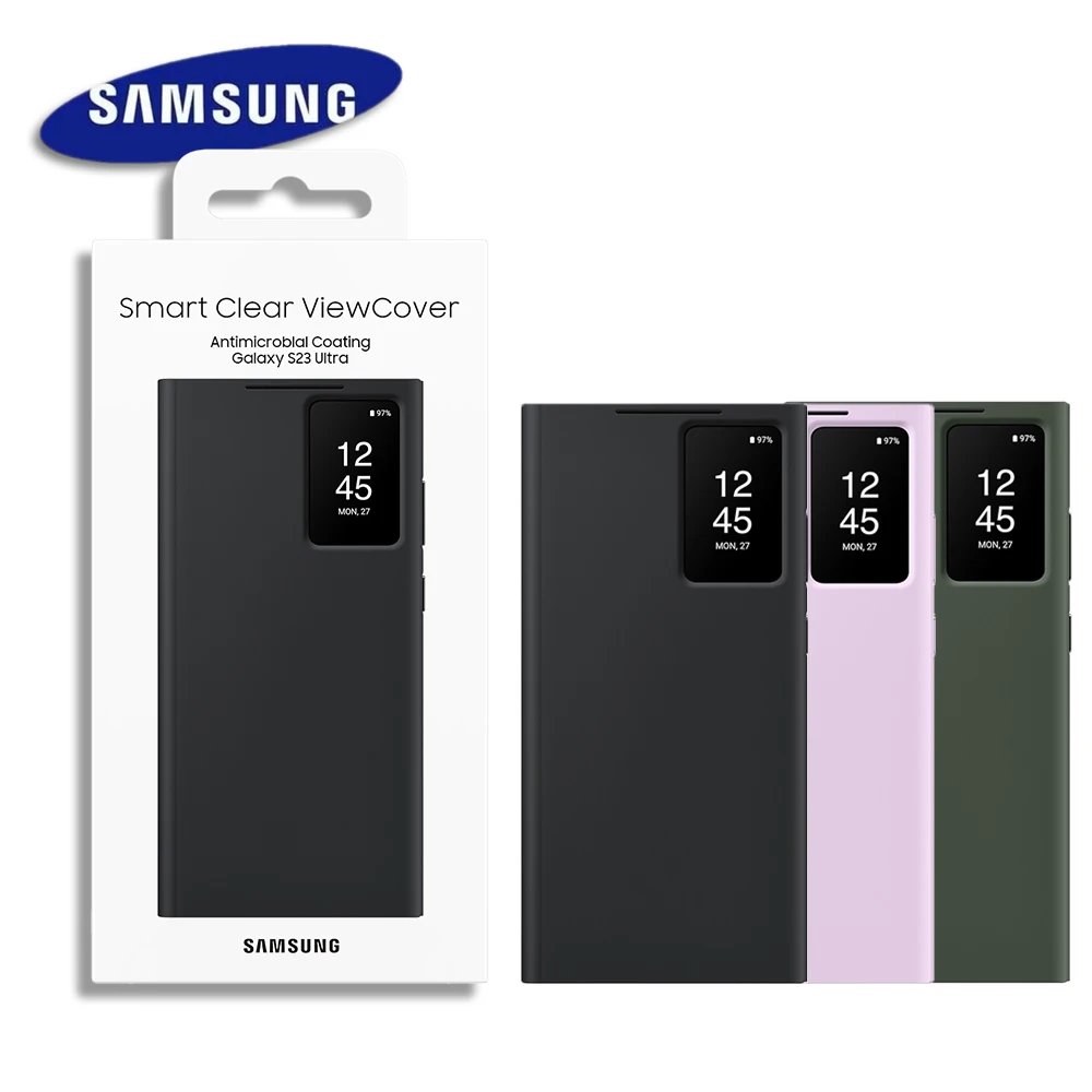 Фото Оригинальный чехол для смартфона Samsung Galaxy S23 Ultra Smart View Wallet S23Ultra 5G S-View, откидной слот для карт, просмотр окна, чехол для телефона №1
