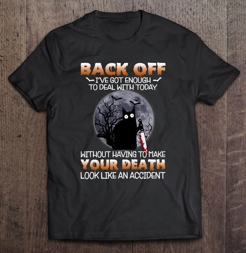 

Черная кошка, ужас, мне достаточно иметь дело сегодня, футболка, оверсайз футболка, Мужская одежда, футболки для мужчин, топы