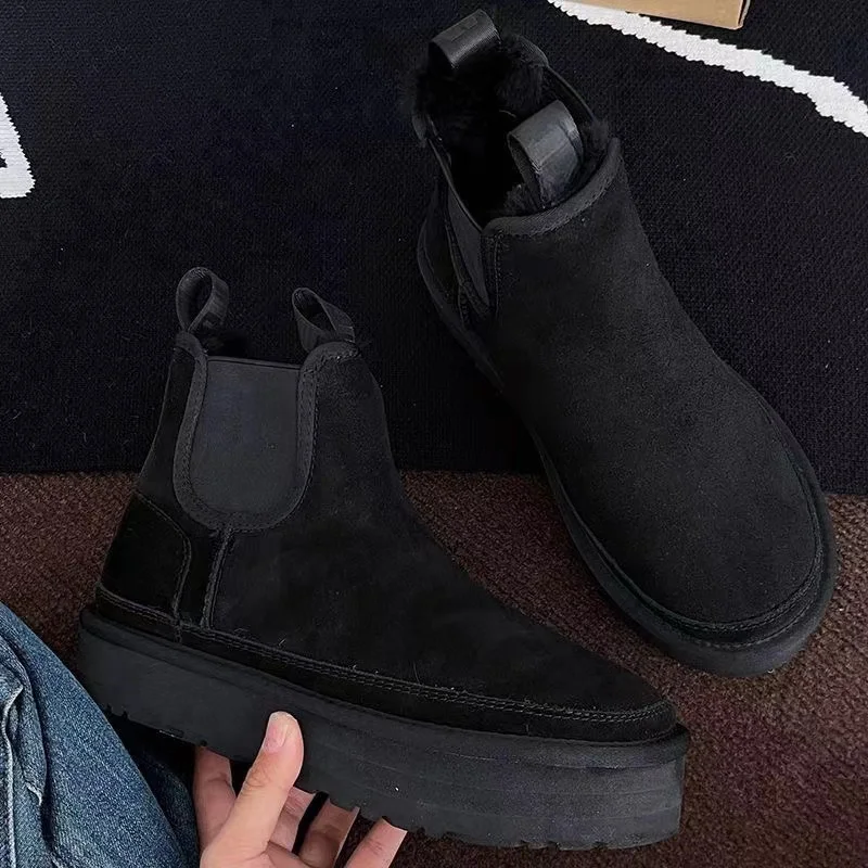 

New 2023 Winter Snow Boots Ladies Shoes Women Ankle Boots Luxury Designer Classic Platform High Heel Shoes Black
