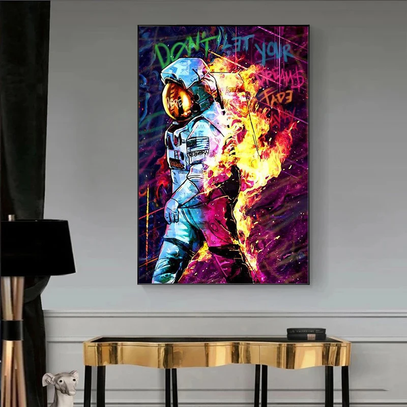 Космос астронавт Dj Холст Картина психоделические художественные плакаты и