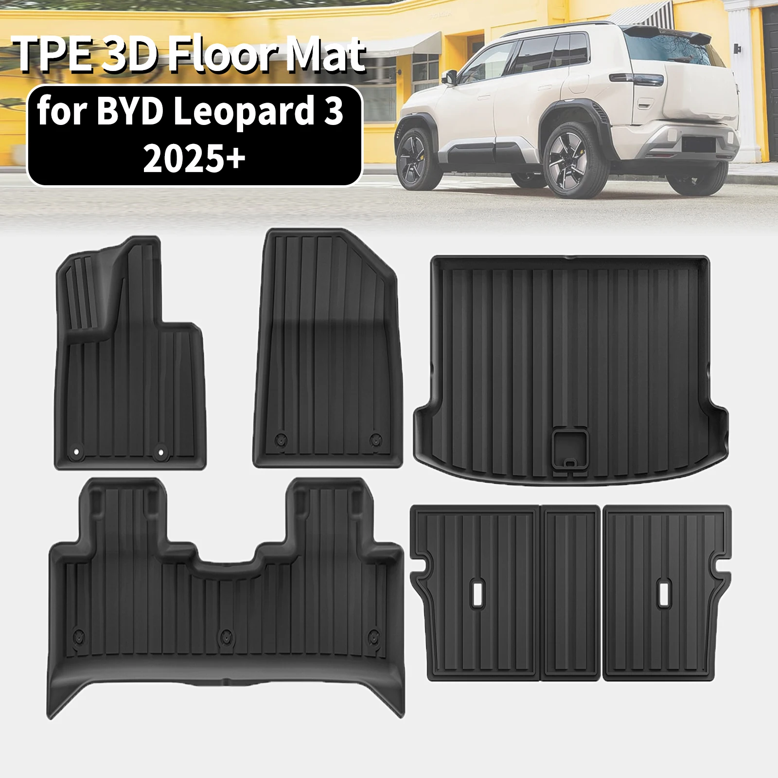 Фото Экологичные коврики из TPE для пола и багажника автомобиля BYD Formula Leopard 3 Titanium 3 Bao 3 2025 2026 (левый руль), нескользящие, пылезащитные, не подходят для праворульных авто. №1