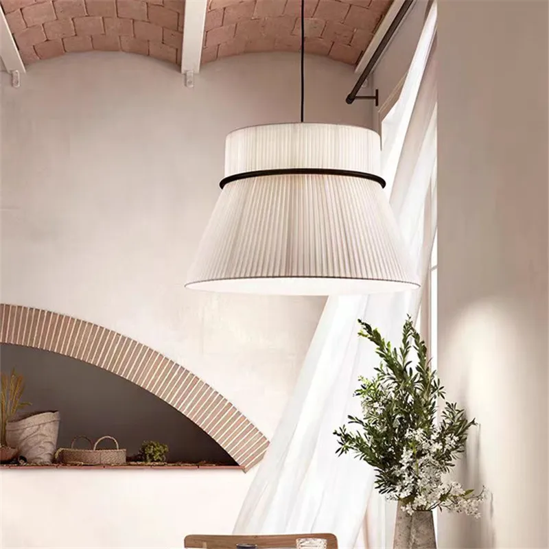 Лампа в японском стиле для столовой Подвесная лампа белые плиссированные лампы