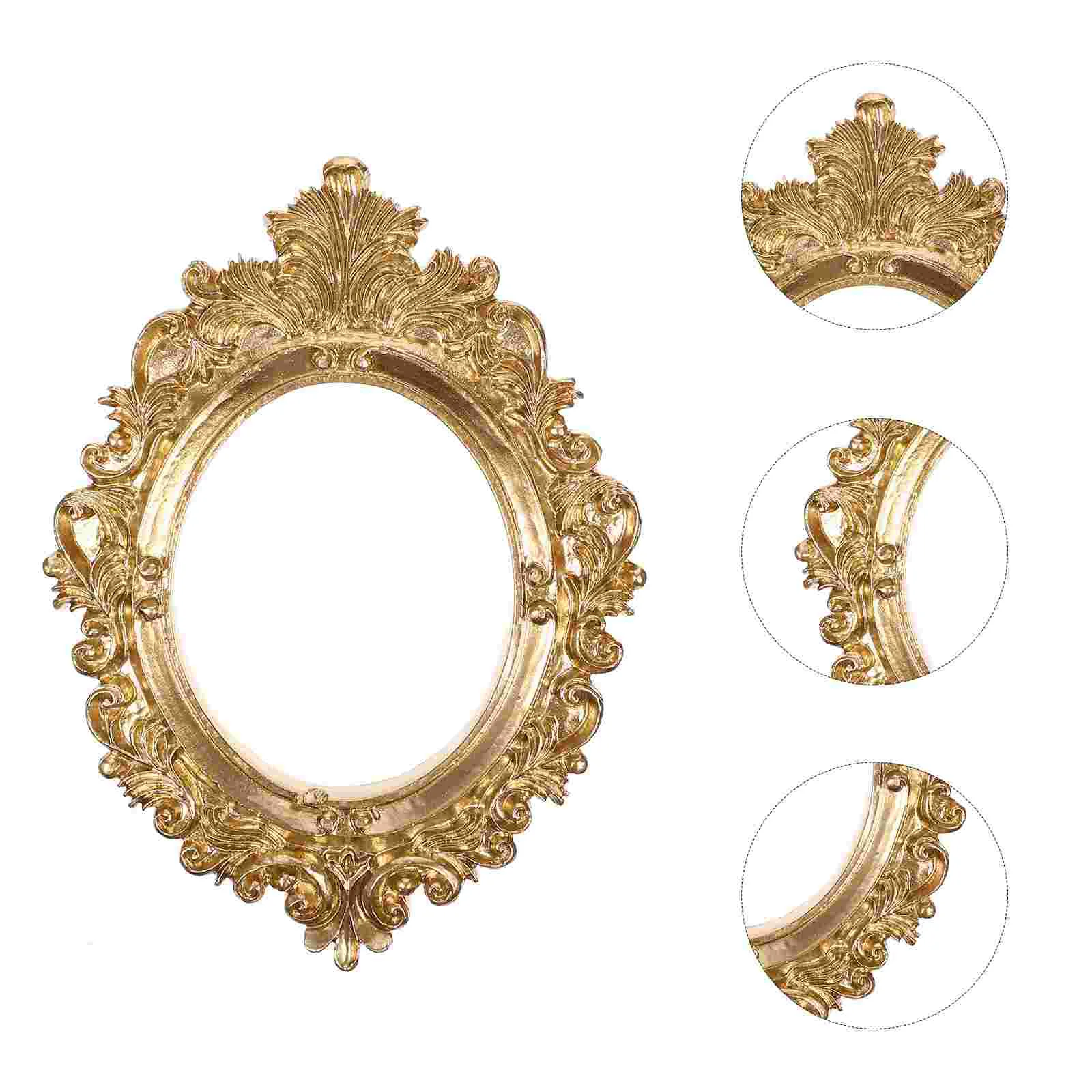 

Frame Photo Display Picture Frames Vintage Oval Baroque Resin Retro Mini Desktop Painting Jewelry Nail Gold Wall Miniature