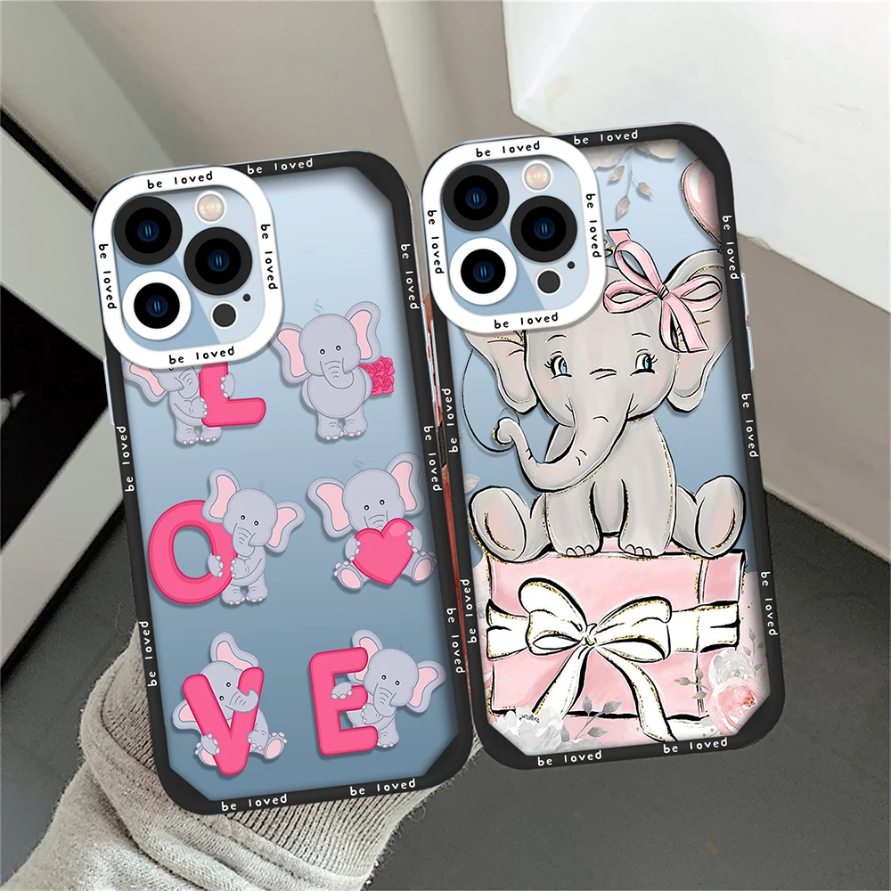 

Cute Elephant Soft Phone Case for iPhone 13 14 11 12 Pro Max Mini 7 8 Plus XS XR X Shockproof Silicone Back Cover Clear Fundas