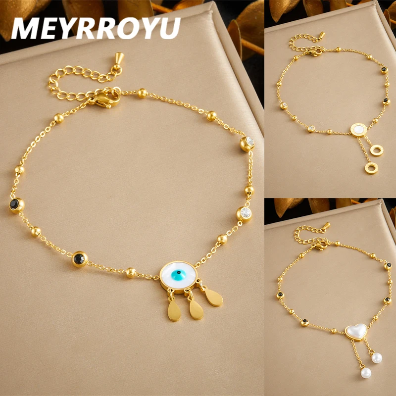 Браслеты MEYRROYU из нержавеющей стали 316L с дьявольским глазом анклеты золотого