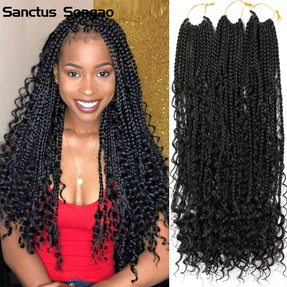 

14 20 Inch Ombre Box Braids Hair Faux Locs Synthetic Braiding Hair Extensions 1B T27 T30 Tbug 4 Colors Box Crochet Hair Curly