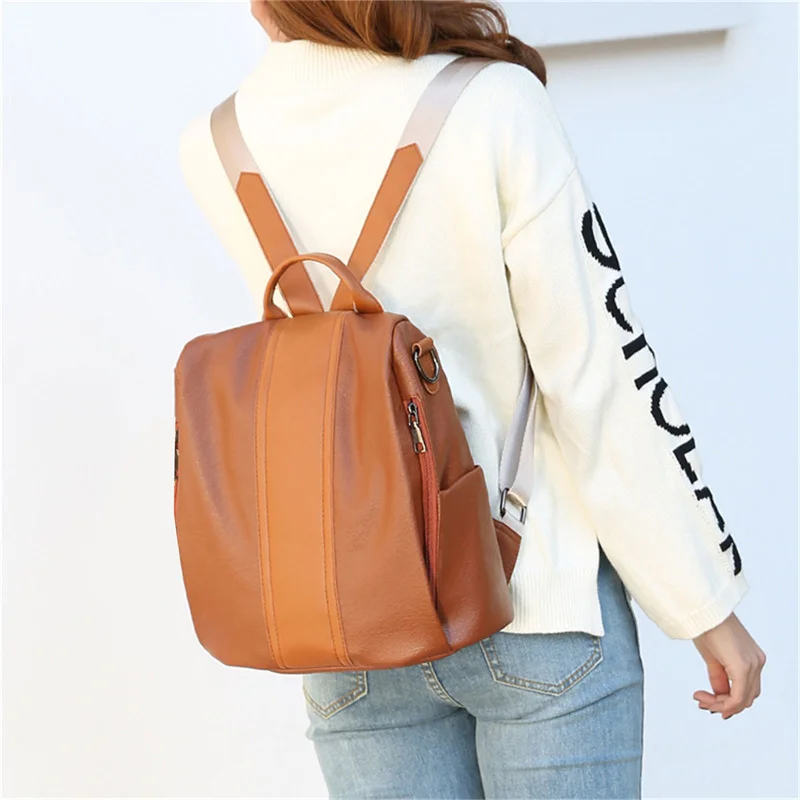 

2022 New Women Waterproof Leather Backpacks For Girls Female Shoulder Bag Multifunction Traveling Mochilas fashion backpack