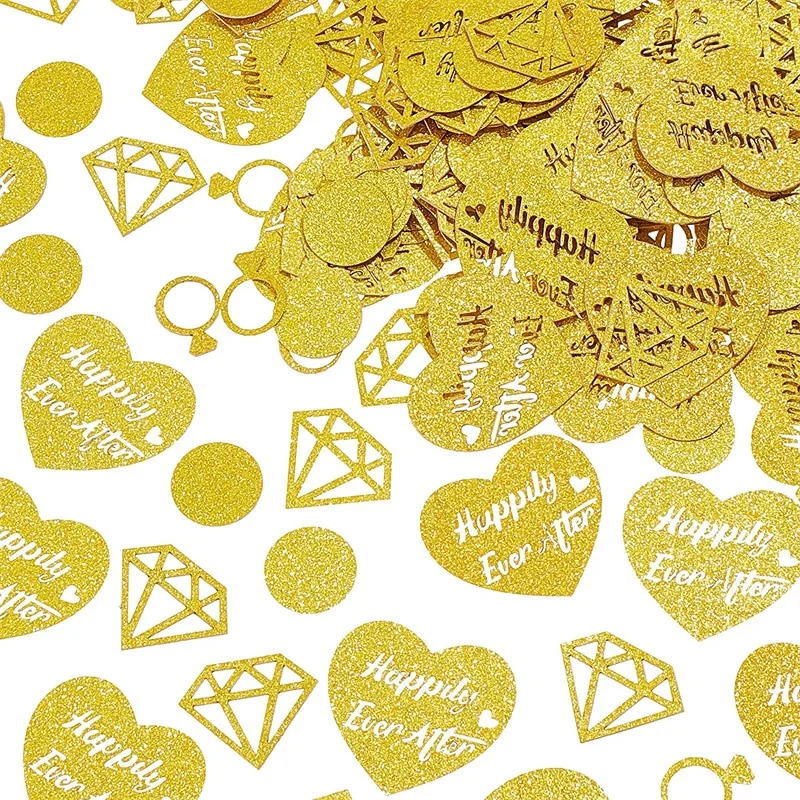 320Pcs Glitter Diamond Ring Happily Ever After Confetti for Engagement Party Table Scatter Decor Wedding Bridal Shower Party Sup