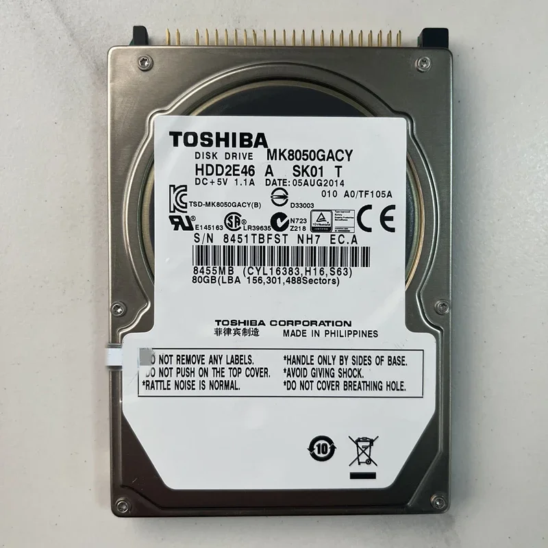 Новый оригинальный HDD для Toshiba 80 ГБ IDE 8 Мб 4200 об/мин внутреннего ноутбука MK8050GACY