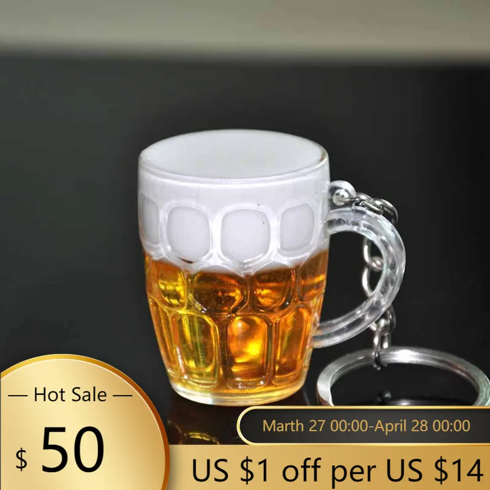 

Resin Beer Cups Key Chain Simulation Food Handicraft Women Men For Car Bag Key Rings Holder Pendant Jewelry Accessories Gift