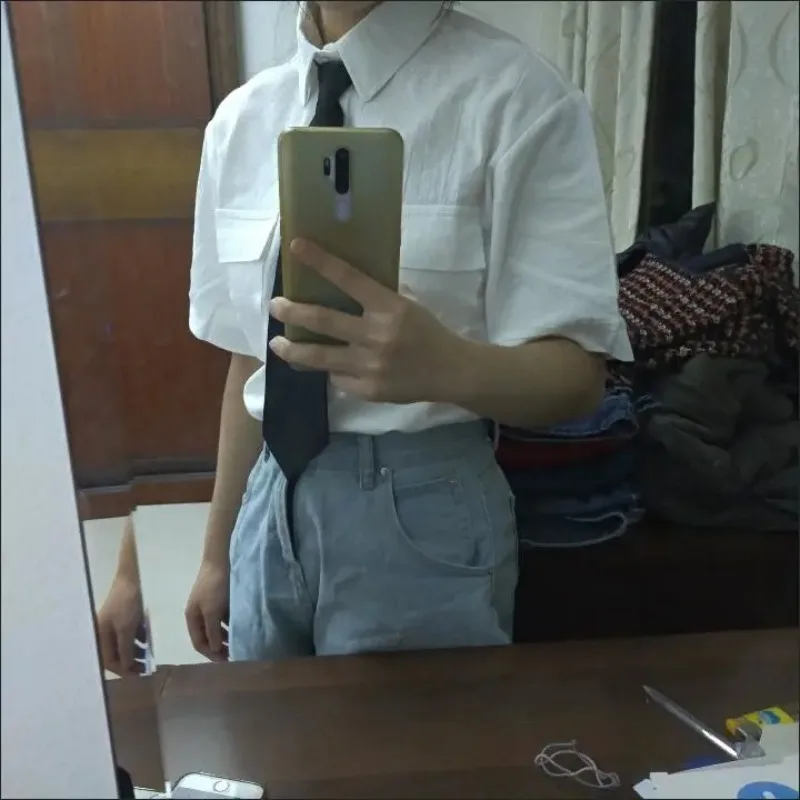 Женская Повседневная рубашка с рукавом до локтя свободная уличная одежда