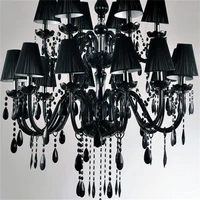 new modern 18 lights black bilayer crystal chandelier for home ceiling pendant lamp hanging fixture indoor lighting decoration