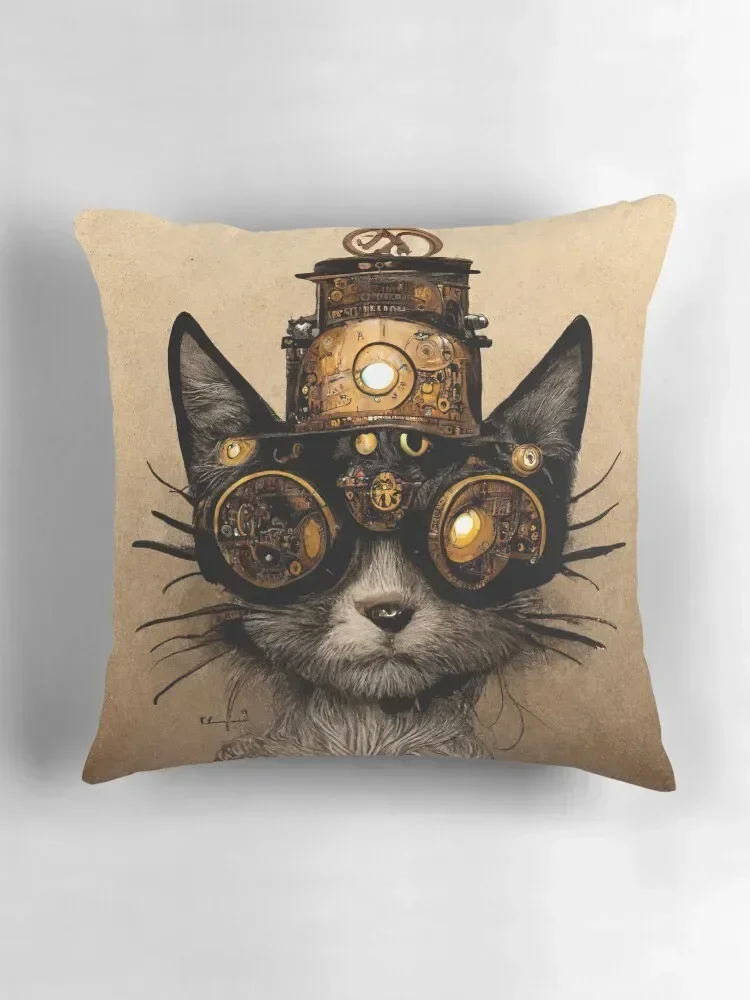 Декоративная подушка 30x30 см 40x40 45x45 полиэстер викторианский стимпанк кот