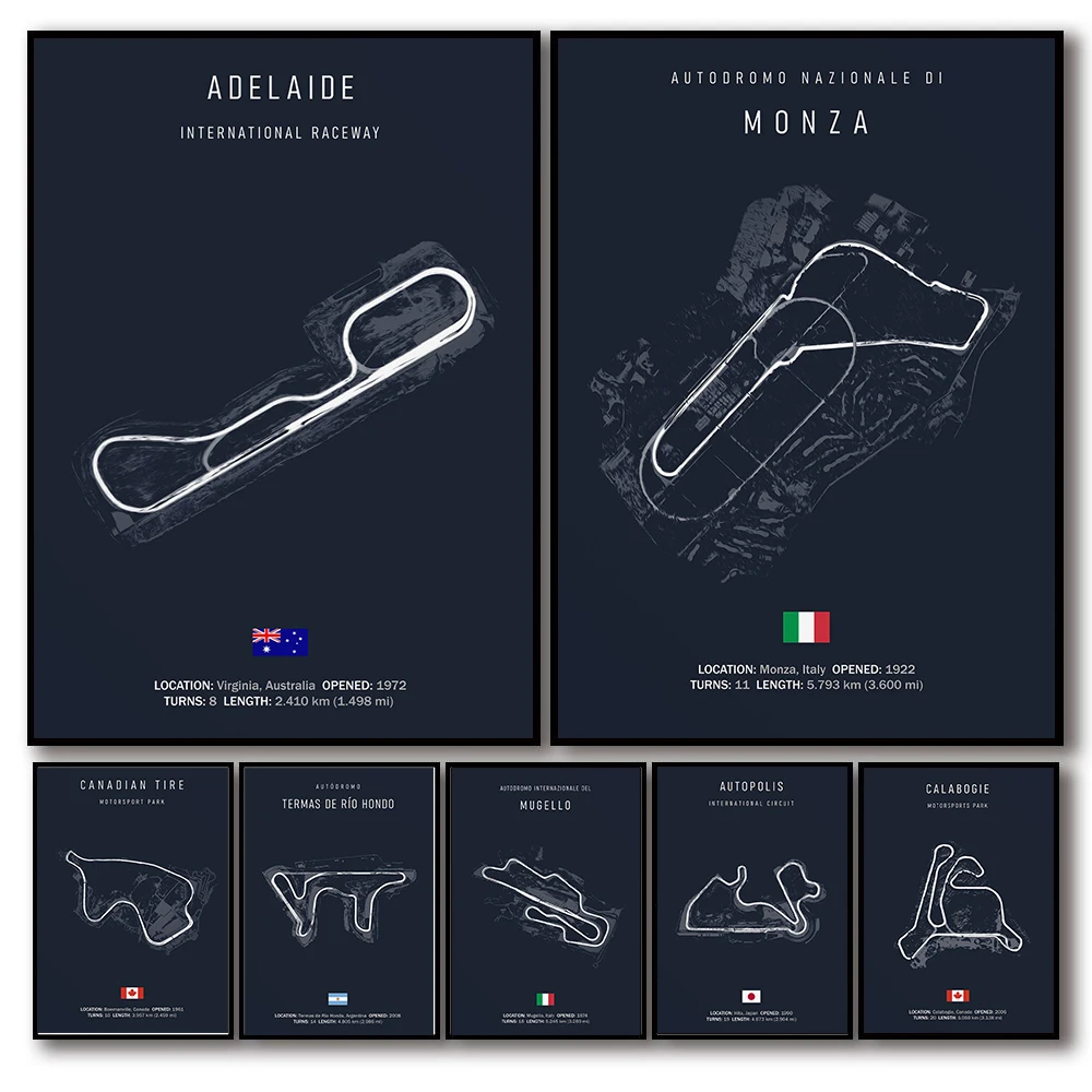 Race Track Caldwell Park/adelaide/monza/canadian Tire/aesthetic Home Decoration Formula Car Race Map