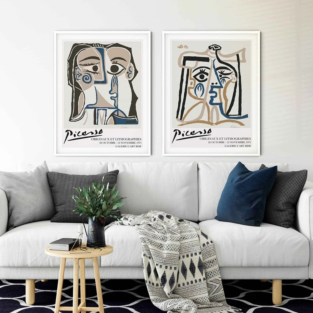 

Абстрактная картина на лице Пикассо, постер для выставки, Современная минималистская Картина на холсте, Настенная картина, нордический дом...