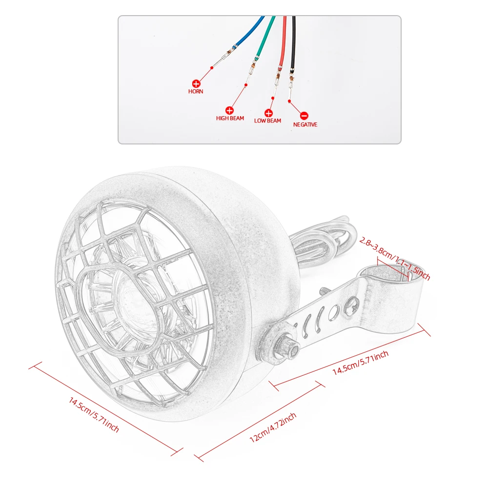 Передняя фонарь для велосипеда электровелосипеда 48 В 7 Вт фара с гудком мотоцикла
