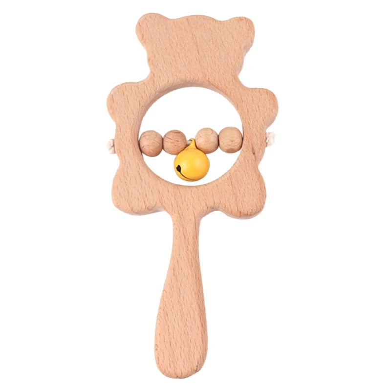 

Natural Keepsake Wooden Molar Rattles Gifts Bear Shape Grasping Shower Organic Montessori Styled Baby Wooden Toys