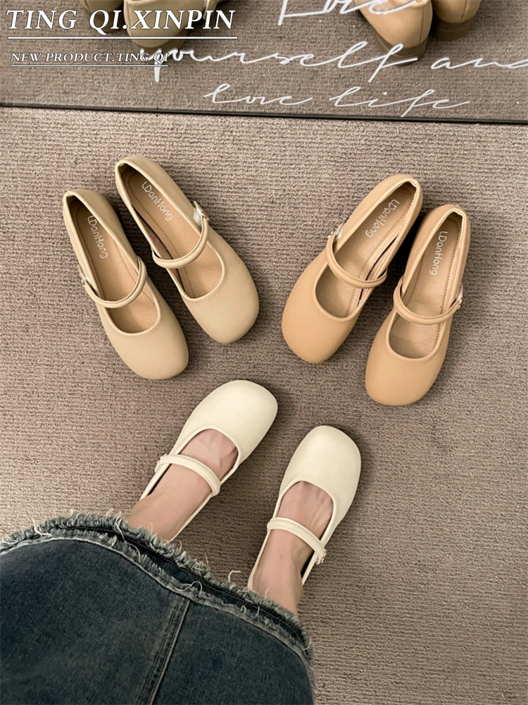 Туфли женские с круглым носком удобная летняя обувь скандалы Мэри Джейн открытым